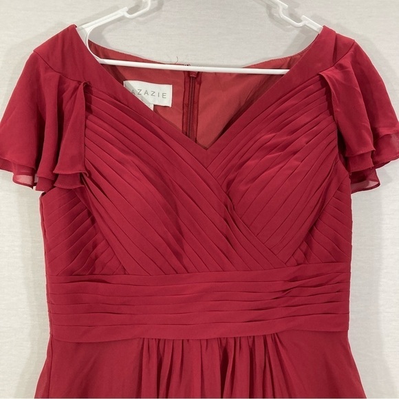 Azazie Burgundy Bridesmaid Midi Dress Size A12 - Picture 3 of 11